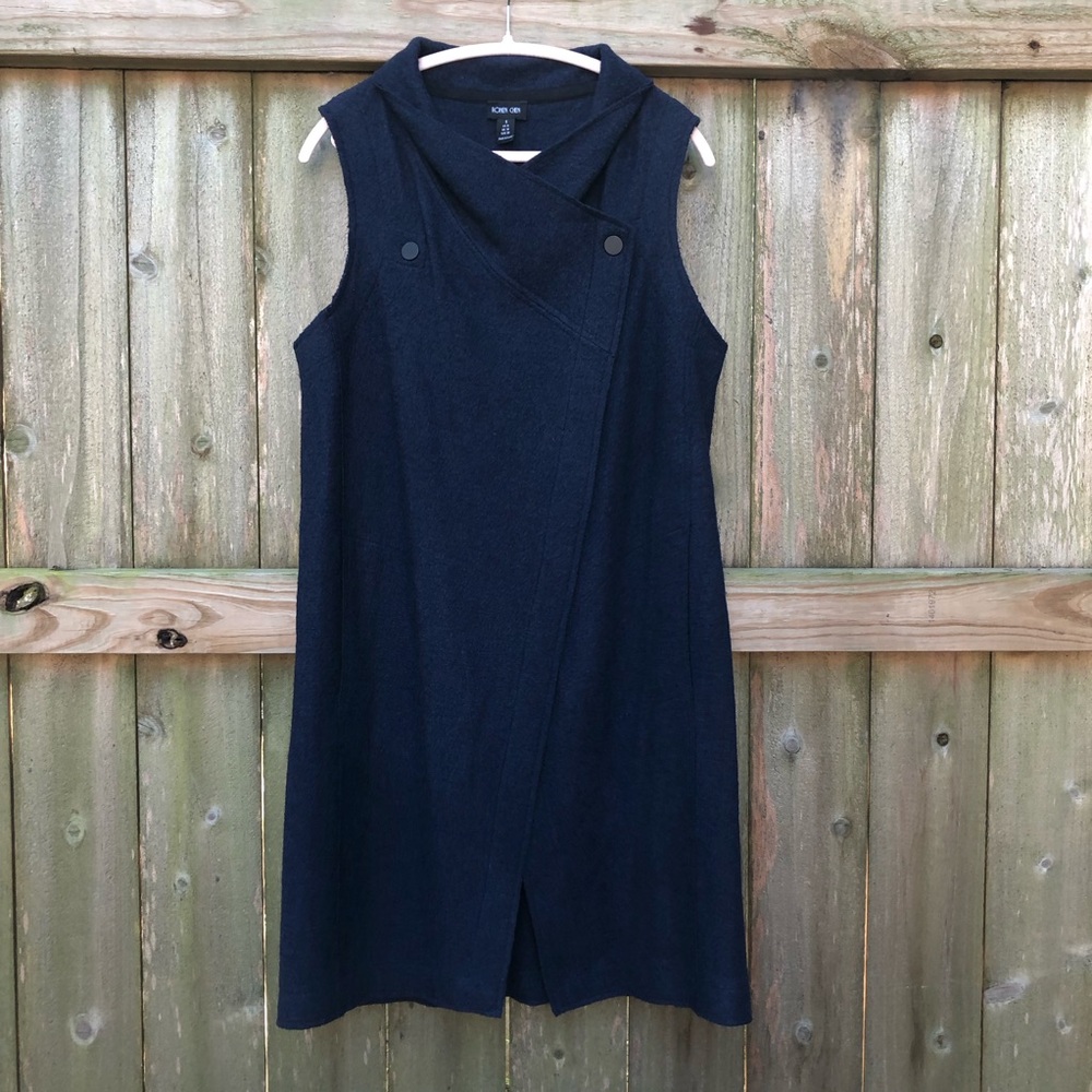 Ronen Chen Wool Blend Sleeveless Duster Jacket Size 6 Lagenlook Minimalist